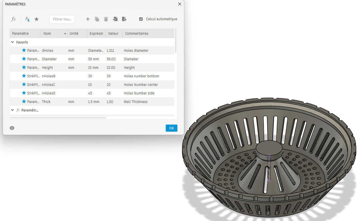 Sink Filter drain strainer (parametric) — thumbnail 2