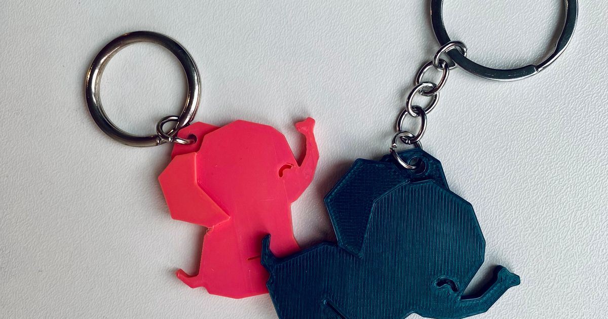 Cute baby elephant keychain Mr. Giggle by Petra Ollender Download free STL model