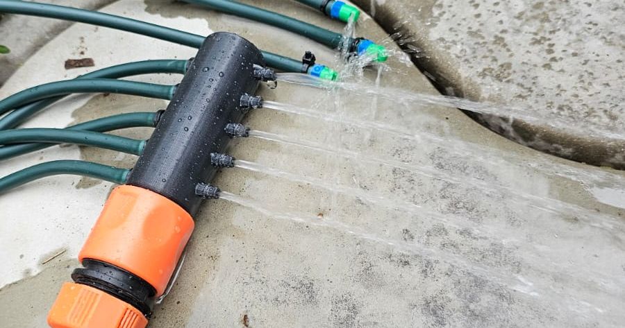 Drip/microspray irrigation splitter with Gardena connector by NelisW