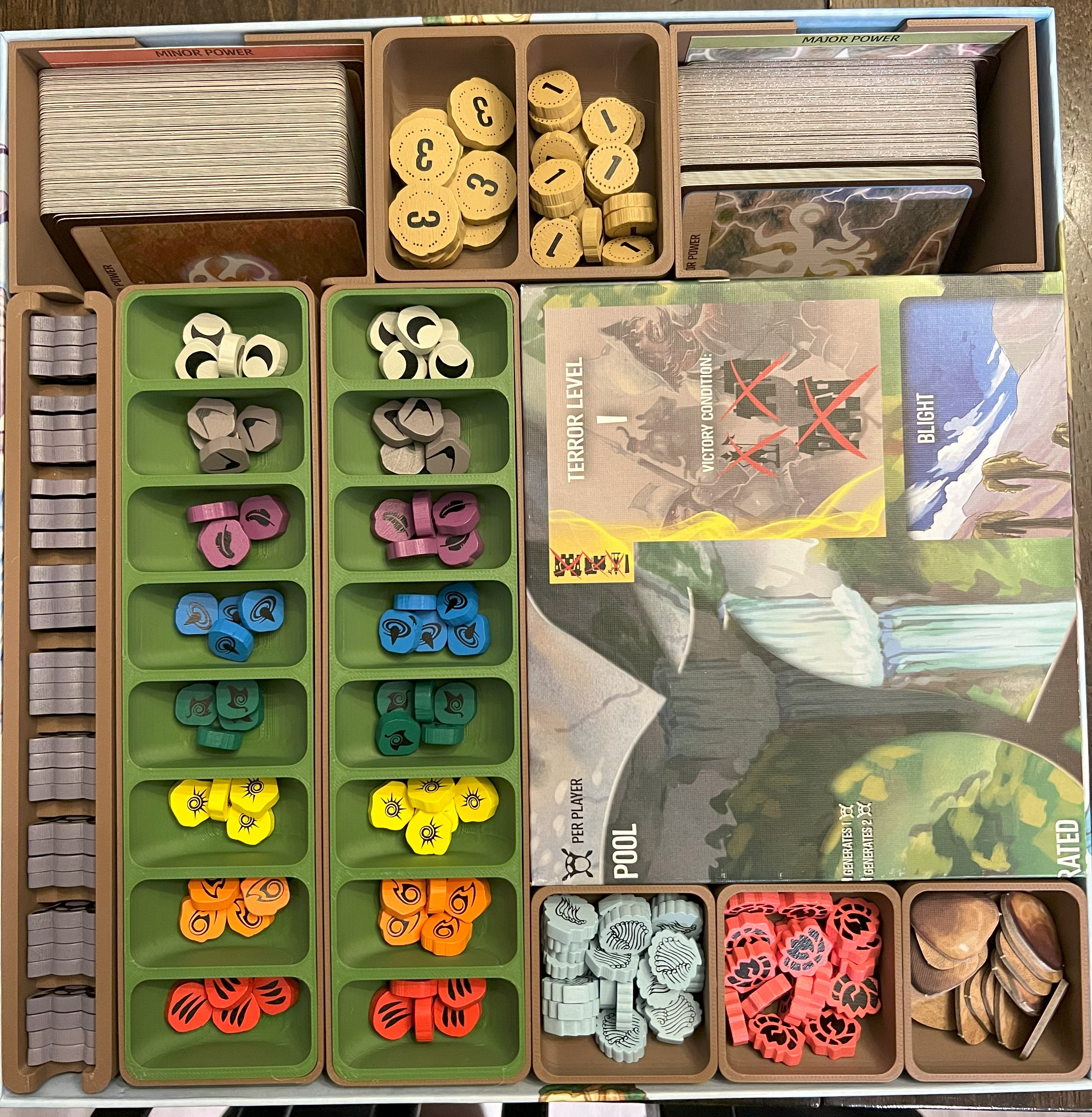 Spirit Island Expansions branch and Claw, Jagged Earth, Feather and Flame  Insert Wooden Organizer 