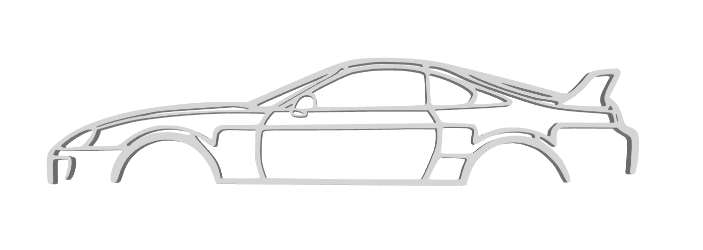 Easily scalable Toyota Supra silhouette for your wall, keychains, etc. by  MarkTheMaker, Download free STL model