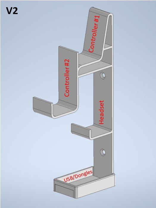 Miniatura 5 do modelo 3D Wall holder for 2 controller and headset