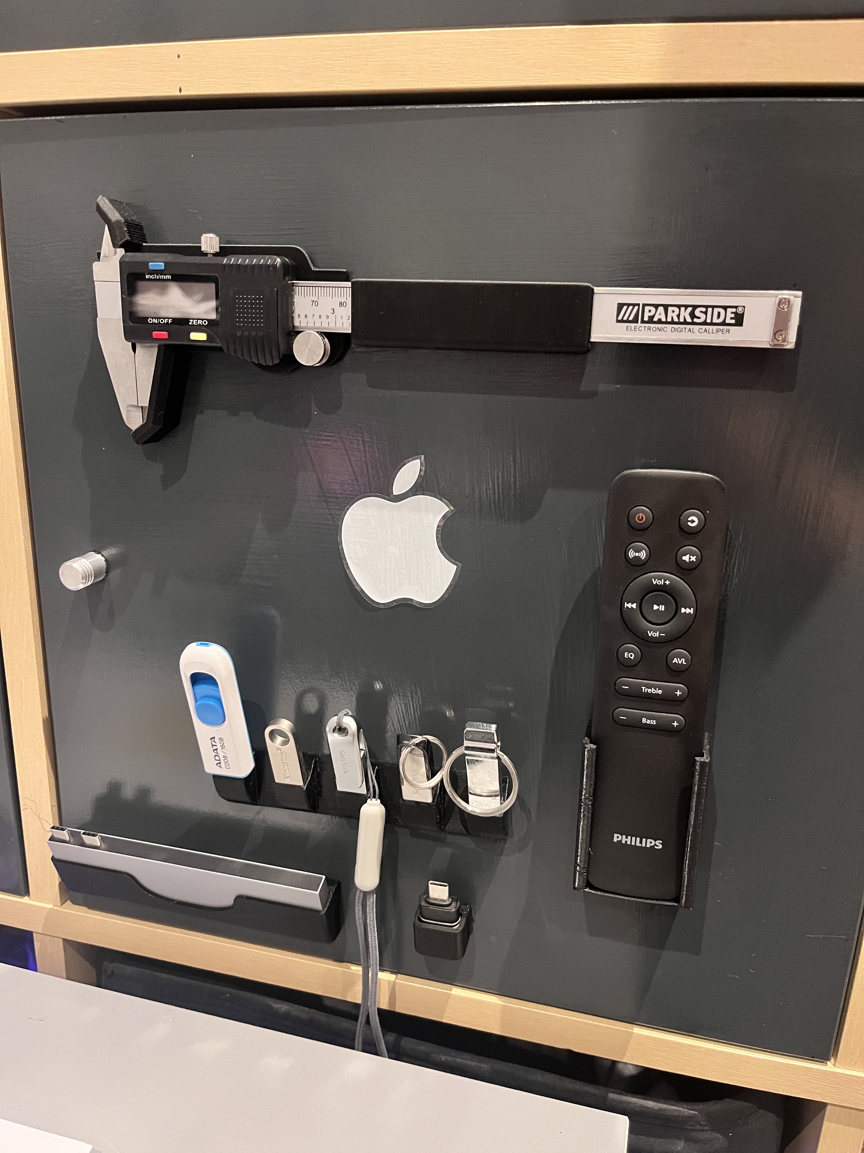 Caliper and USB sticks holder
