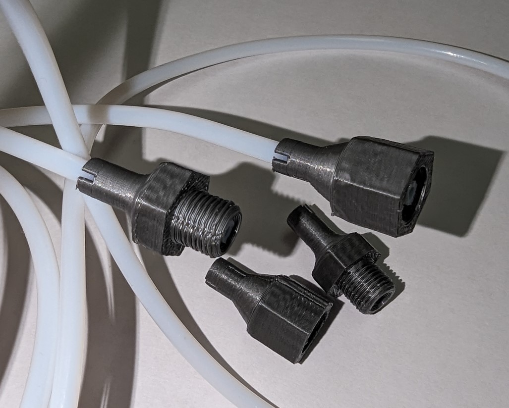 PC4-01 bowden PTFE tube fitting (male and female + wall mount)