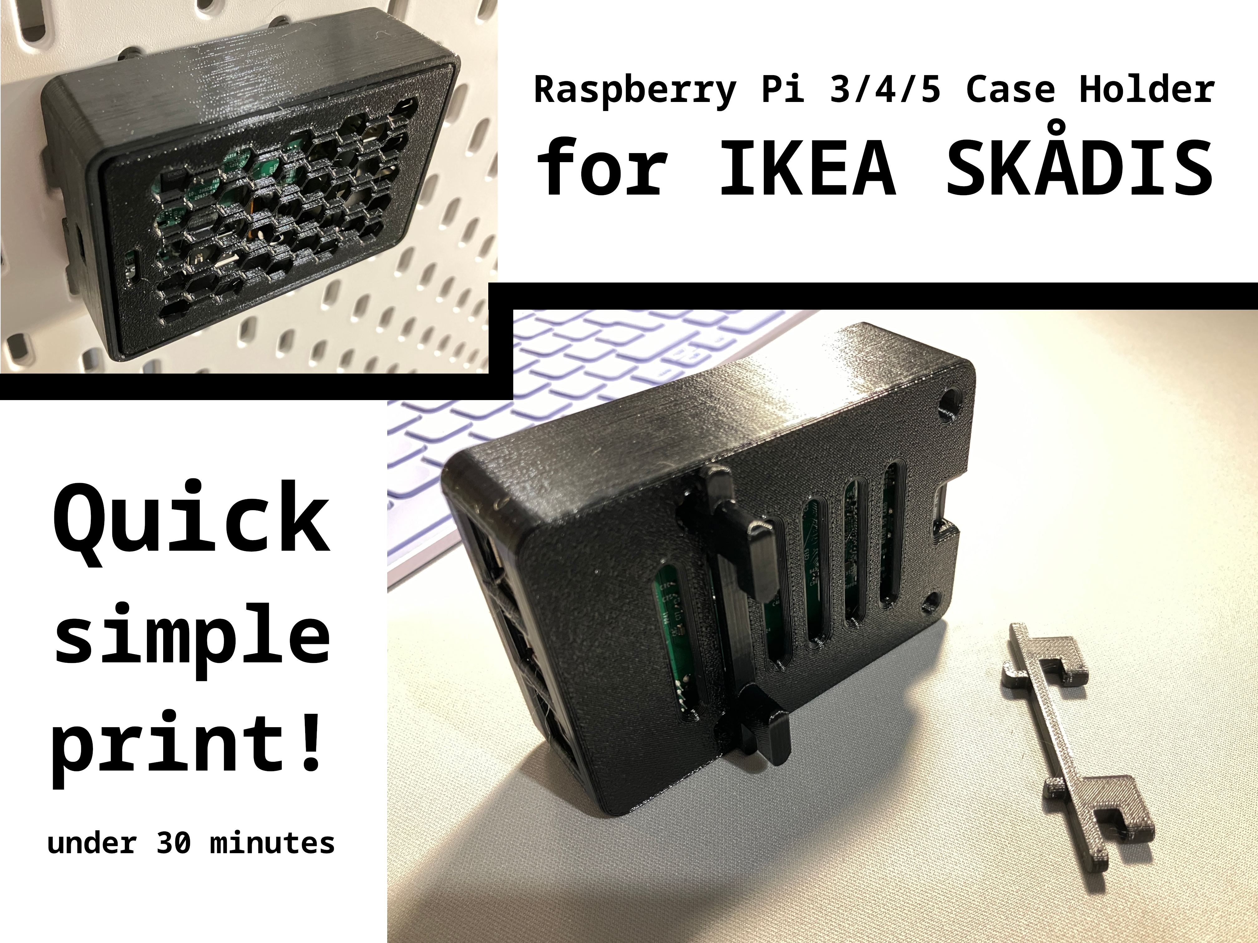 Raspberry Pi 3/4/5 Case Holder for IKEA SKÅDIS