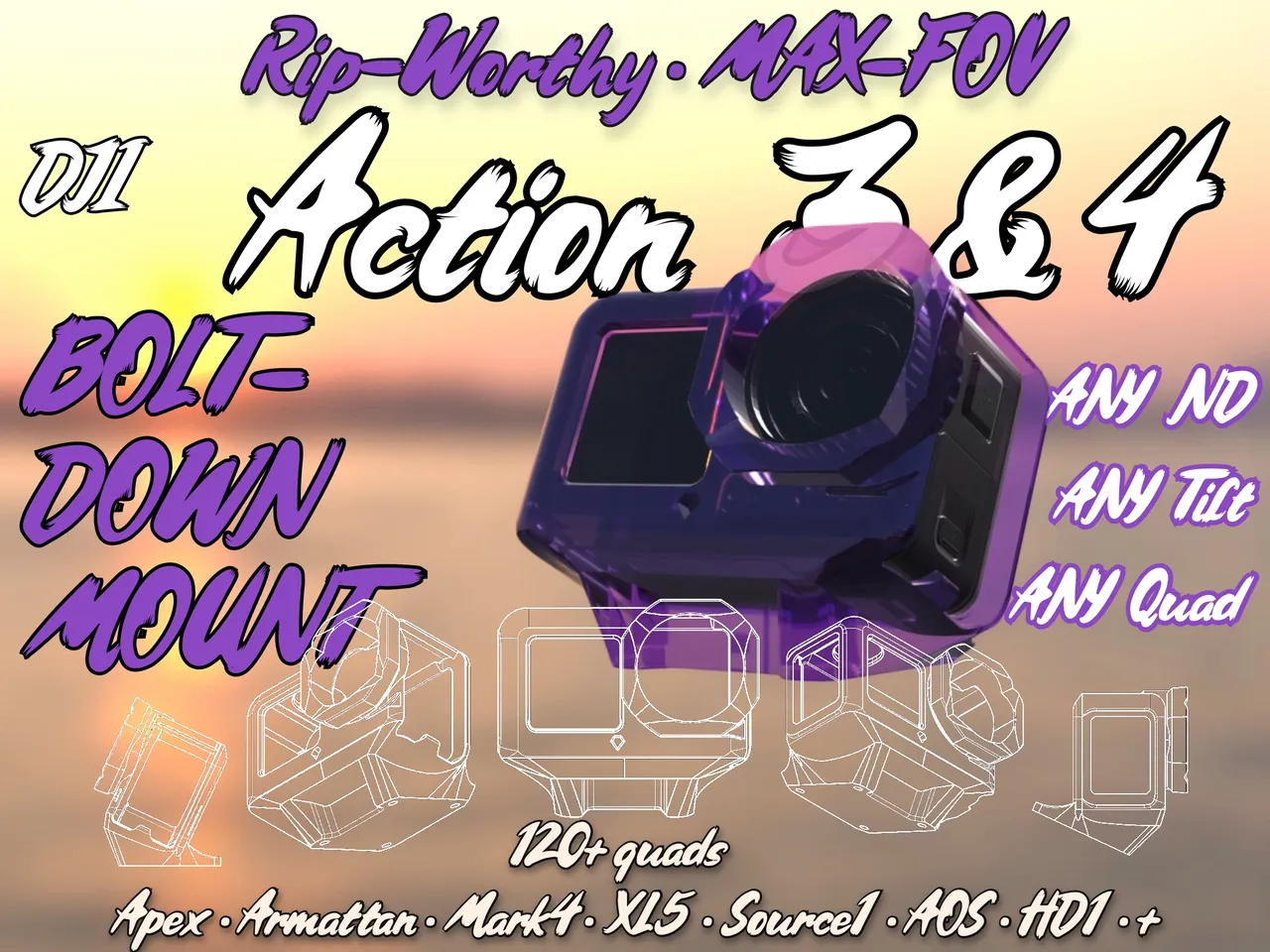 Rip-Worthy DJI Action 2 TPU Drone Mounts: Max FOV by t4obrien, Download  free STL model