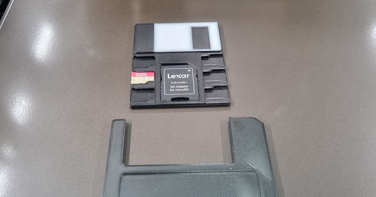 3.5" Floppy Disk SD/microSD Card Holder by vorby Download free STL