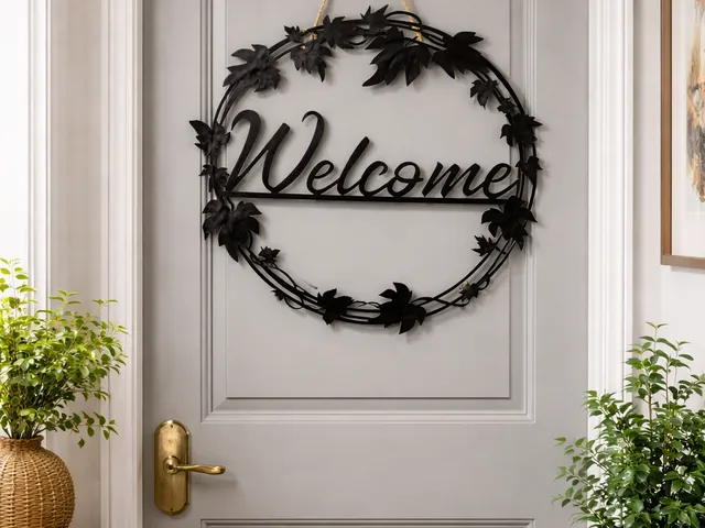 Door wreath welcome