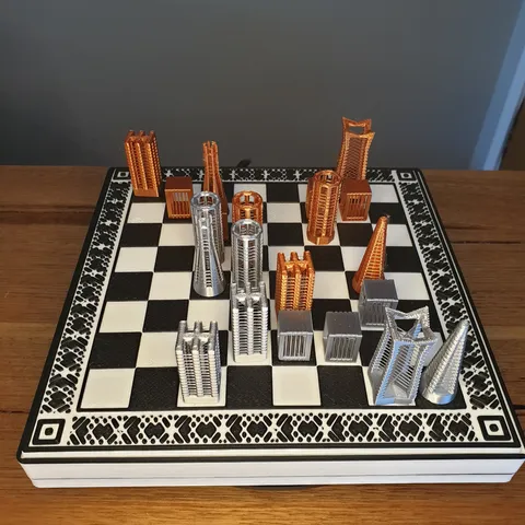 String Chess Set with Box and Chessboard