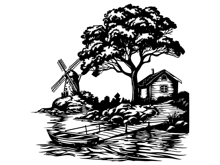 By the river