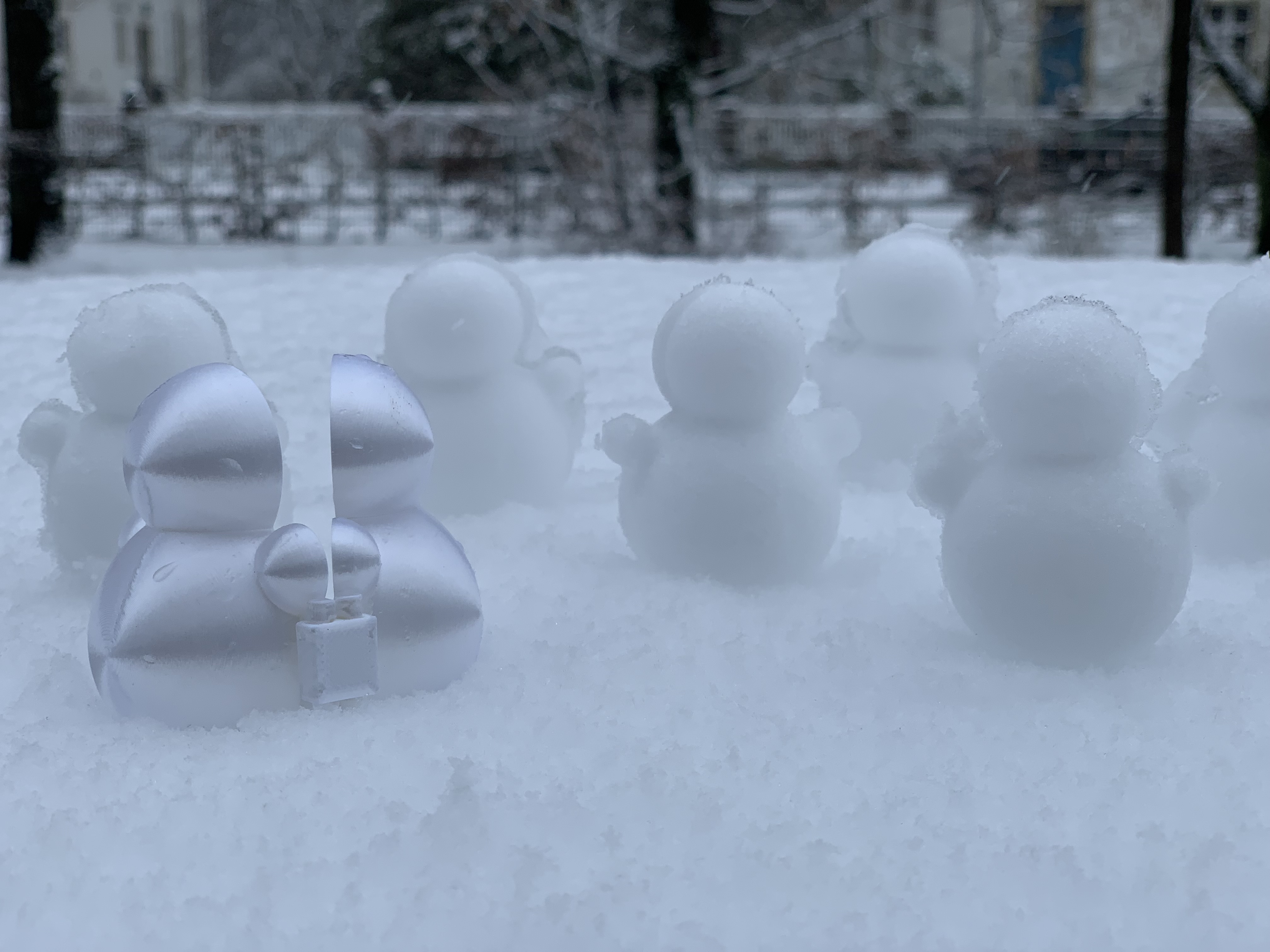 Mini Snowman Mold (Print-in-Place Version) 3D model thumbnail