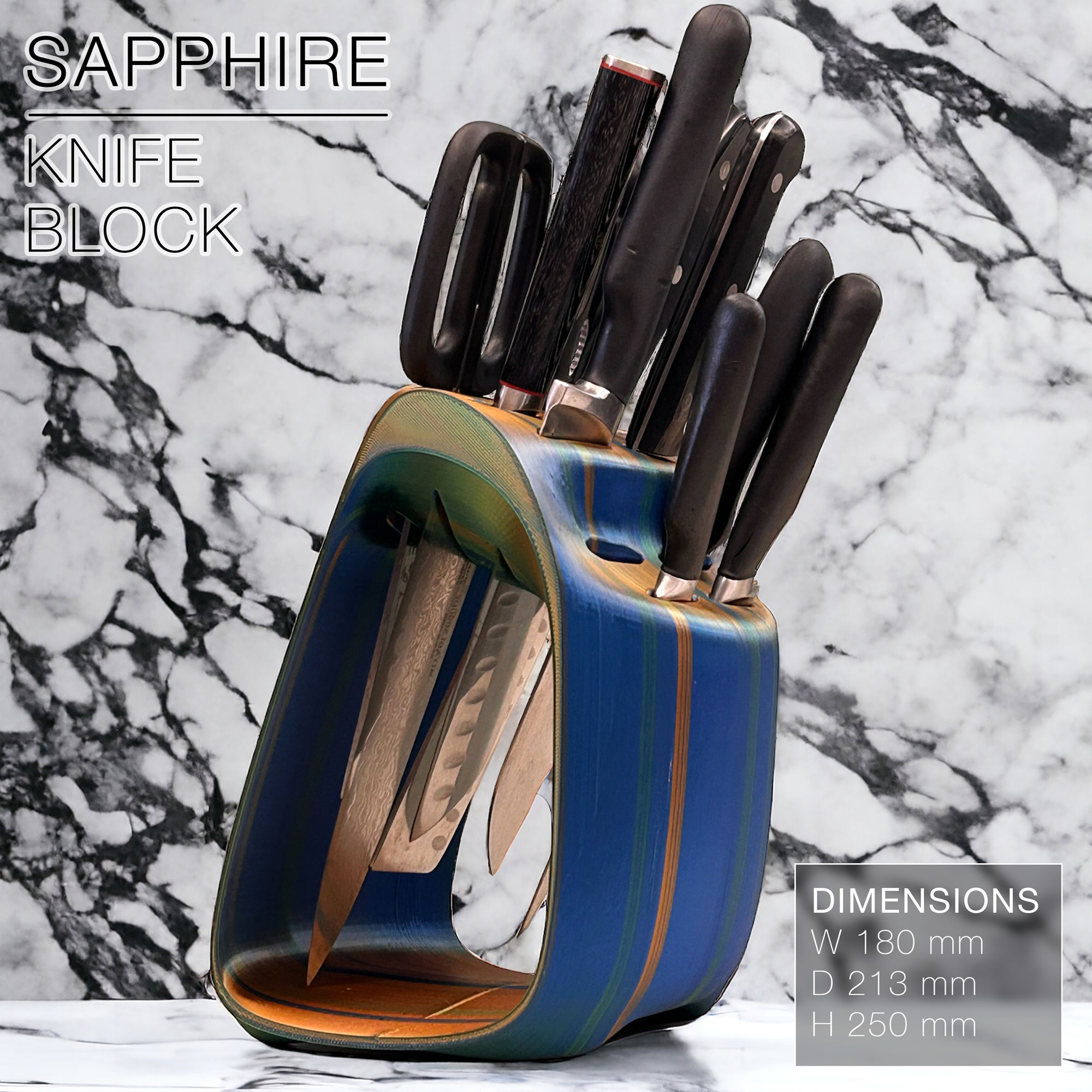 SAPPHIRE | Knife Rack, knife block 3D model thumbnail