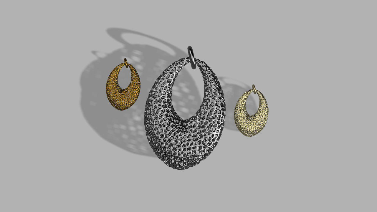 Voronoi Drop Medallion and Earrings