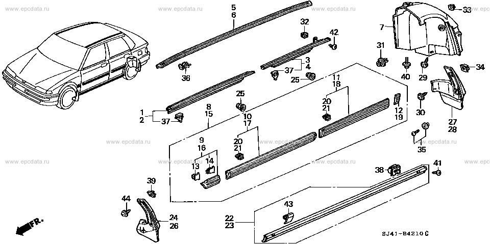 for Honda Concerto Clip 91520-SJ4-901_ｻｲﾄﾞｼﾙﾓｰﾙﾃﾞｲﾝｸﾞ