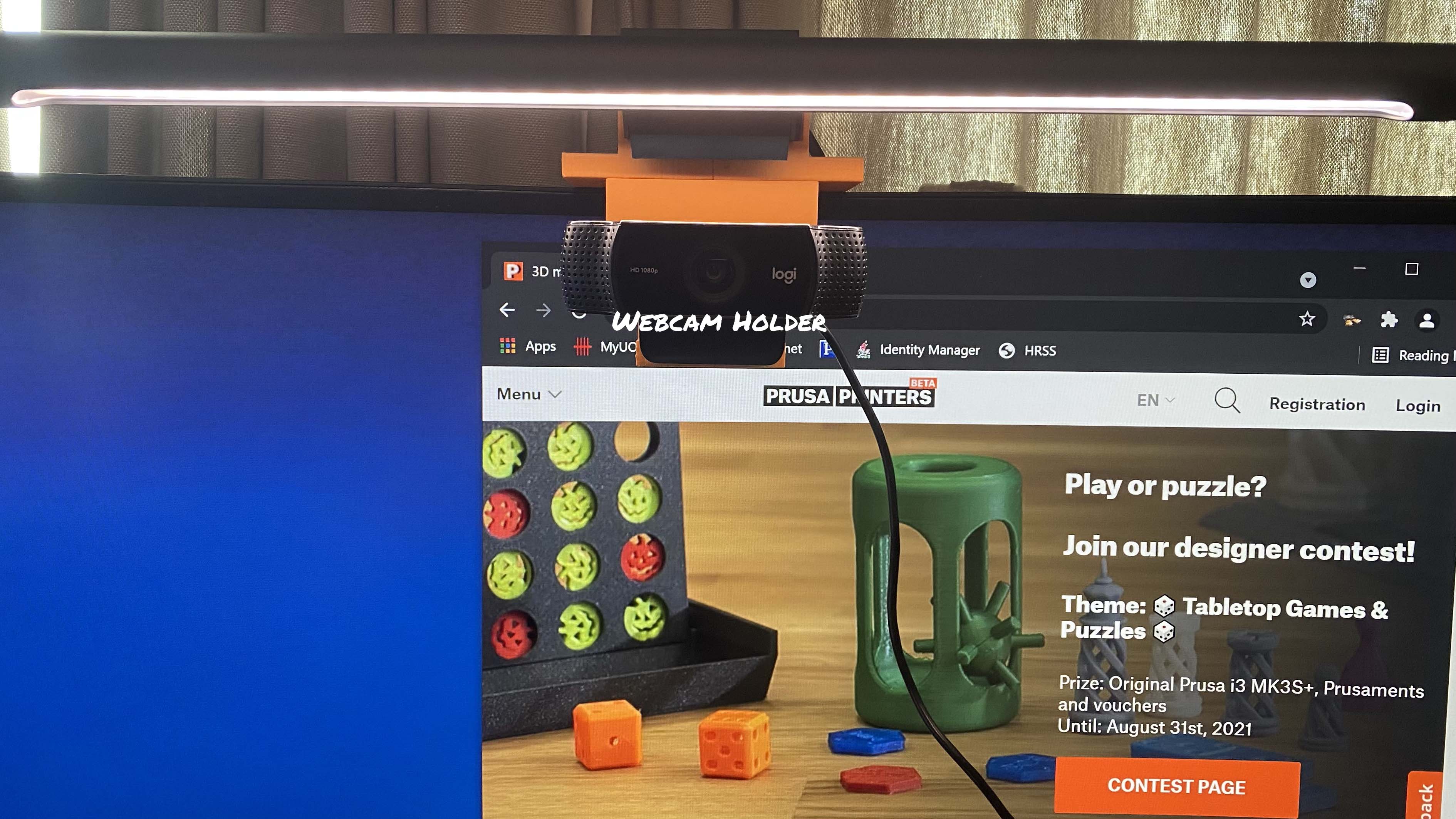 Light Bar holder and Webcam Holder for AW3418 Alienware Curved Monitor