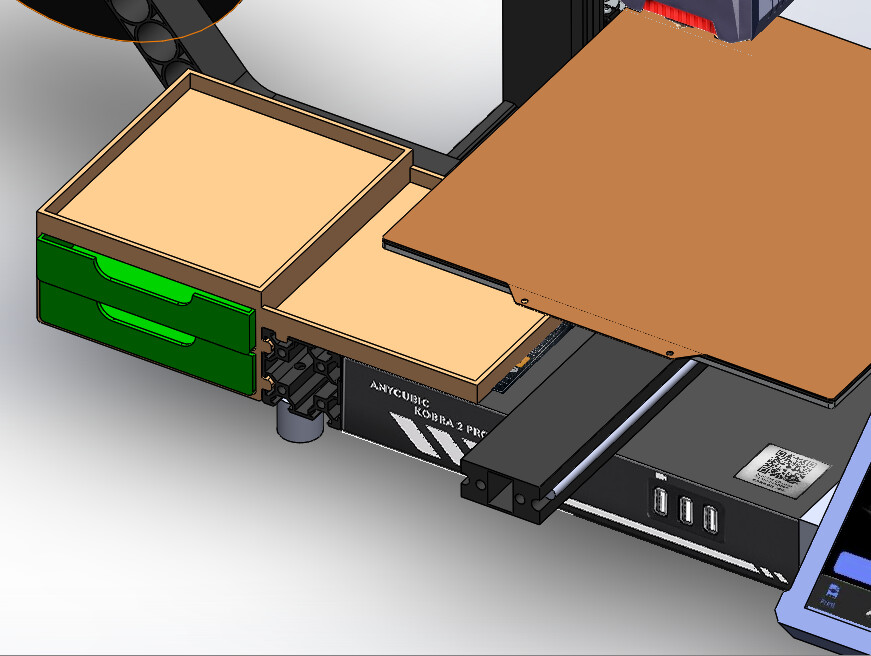 Anycubic Kobra / Kobra 2 / Kobra 2 Pro - Toolbox with extension for purge material