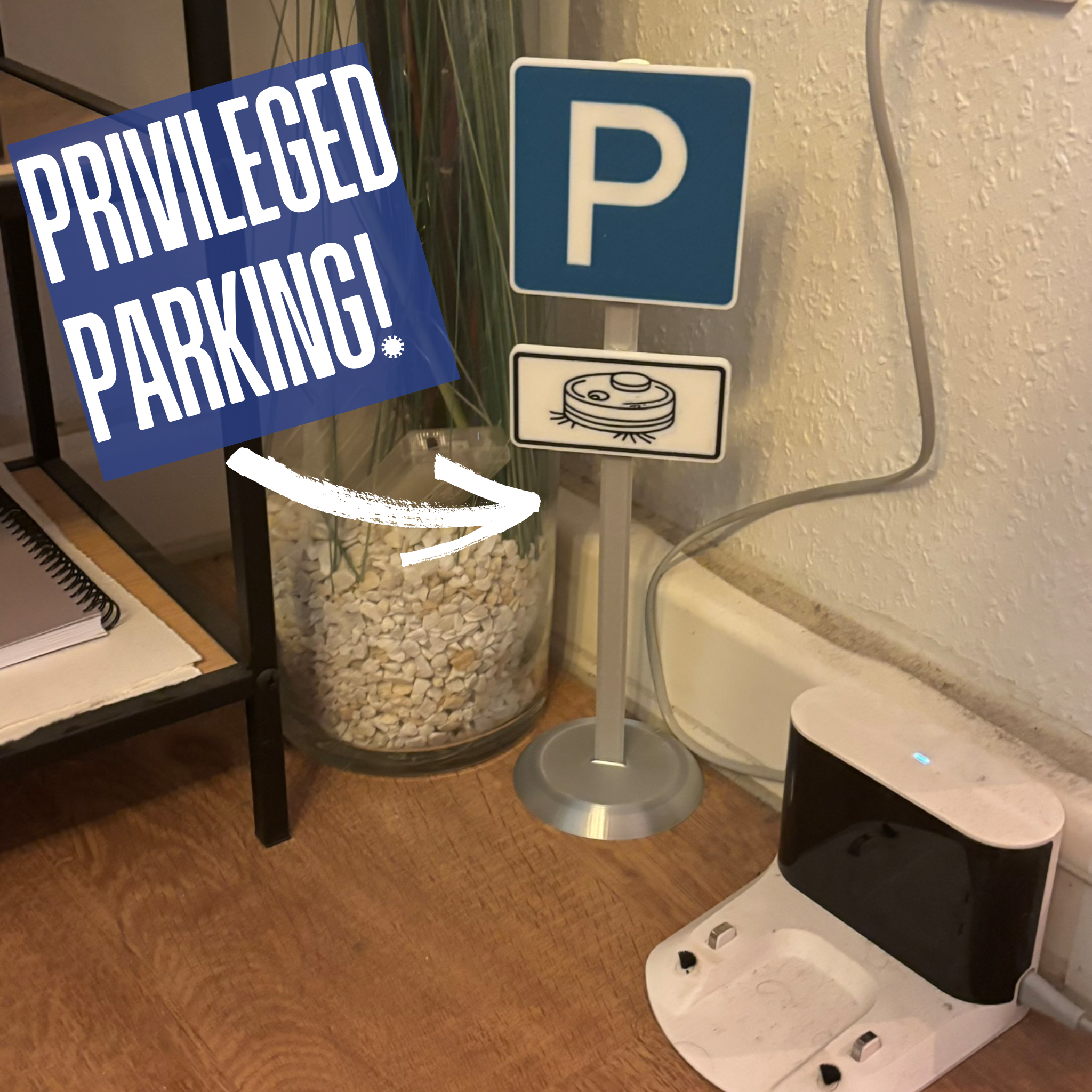 "Robot Vacuum Only" Parking Sign (Manual & Automatic Multicolor) - for Roborock, Ecovacs, Roomba, etc.