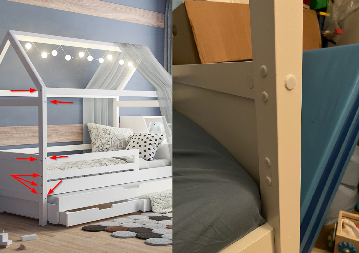 Plugs for holes on a children's bed (or other holes)