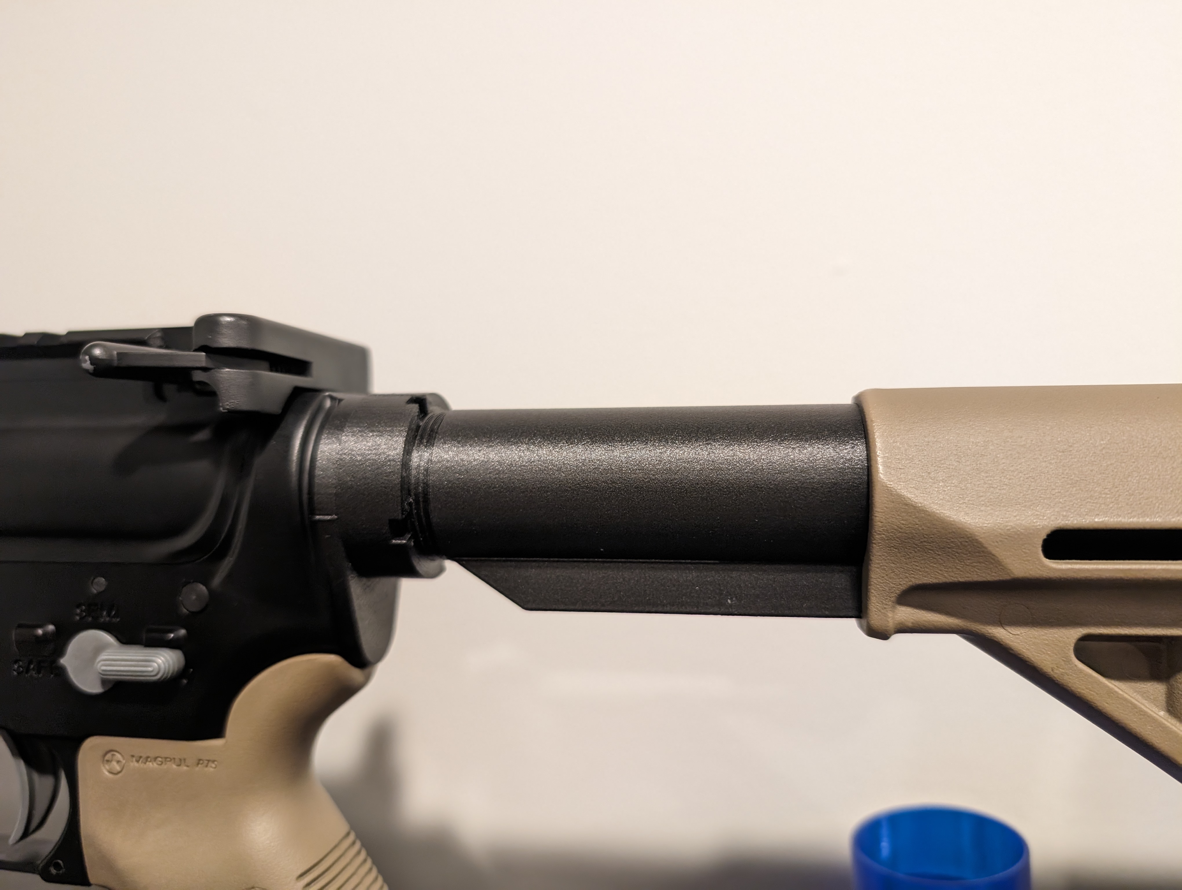 Airsoft Buffer Tube, Castle Nut, and End Plate