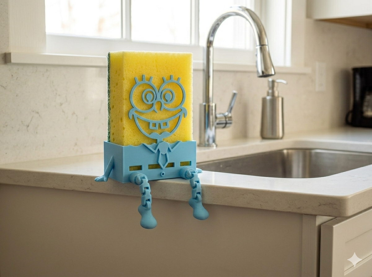 Funny Sponge Holder for Kitchen Sink | SpongeBob Inspired Sponge Organizer