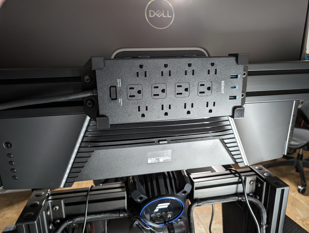Anker 351 Surge Protector Power Strip Mount for Sim Lab 80x40 Aluminum Extrusion Profile