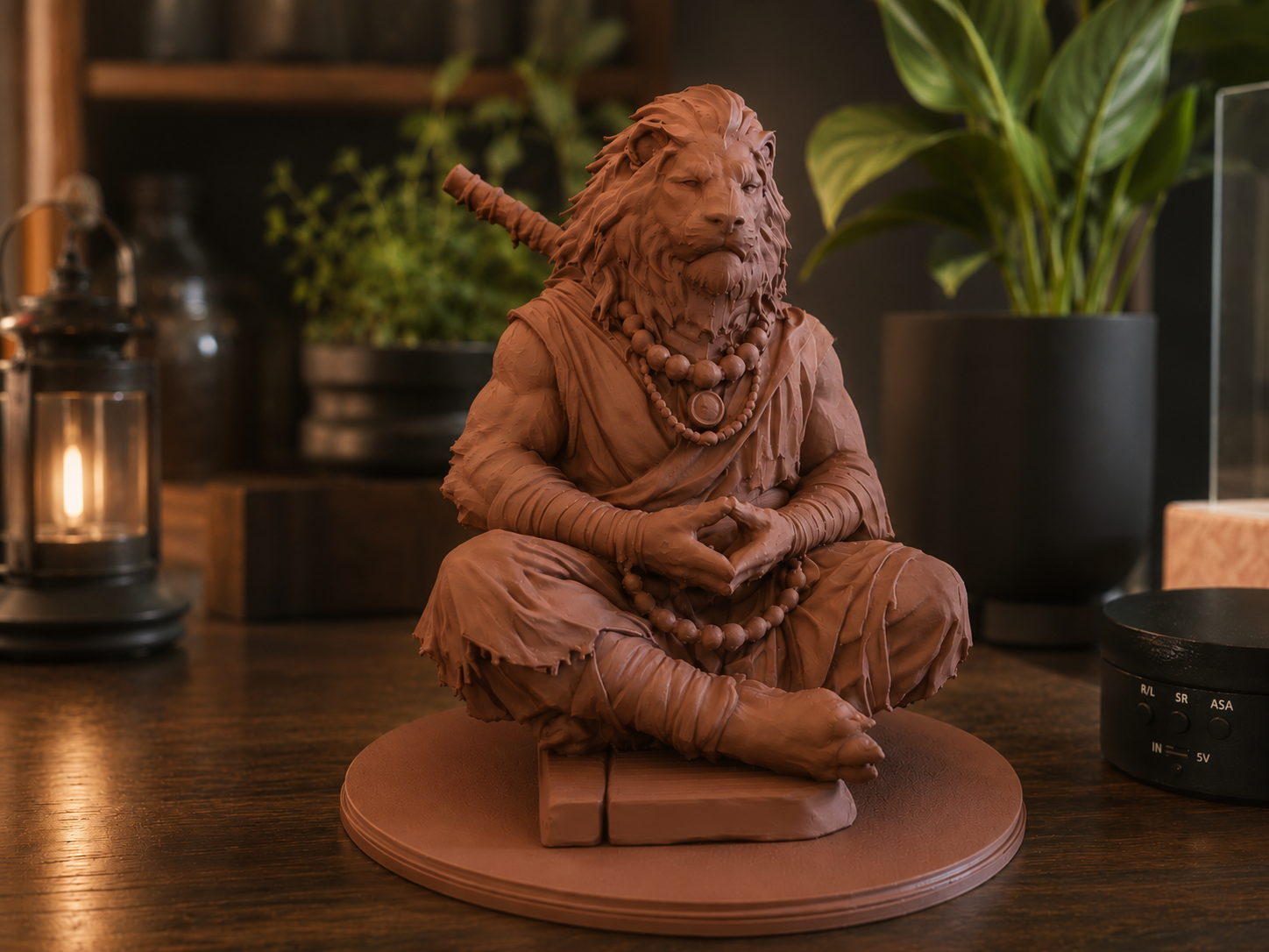 Lion Monk – Statua Fantasy Meditativa 3D