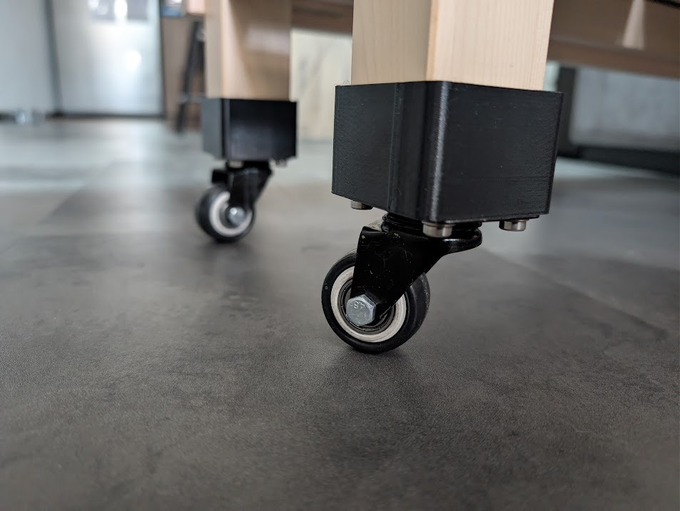 Wheel caster mount for IKEA Norden gateleg table