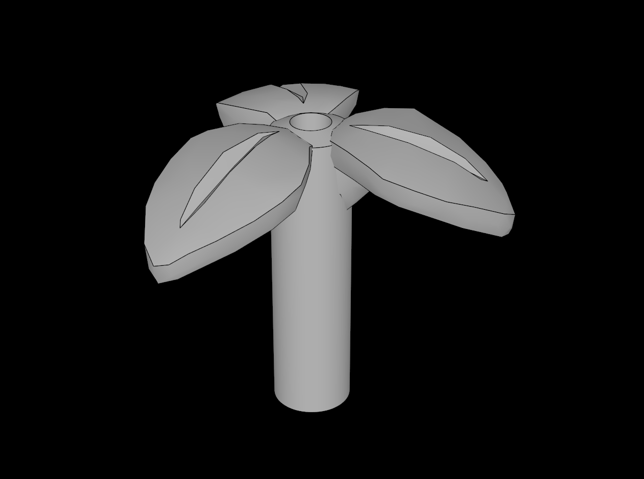 Lego Compatible (37695.dat) Plant Stem with  3 Leaves with Bar and Pin Holes