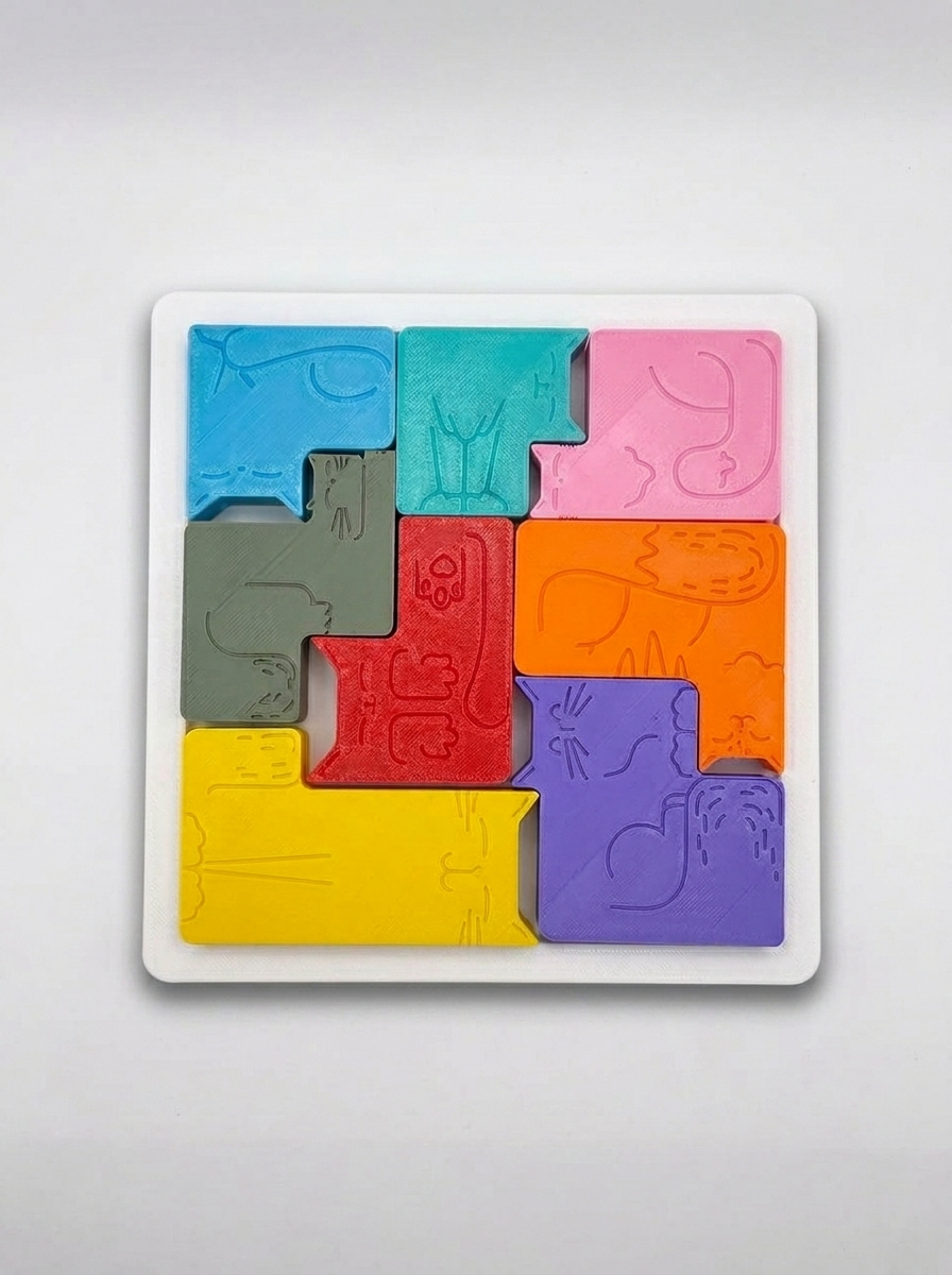 Cat Tetris Puzzle - 8-Piece Tangram Toy for Kids