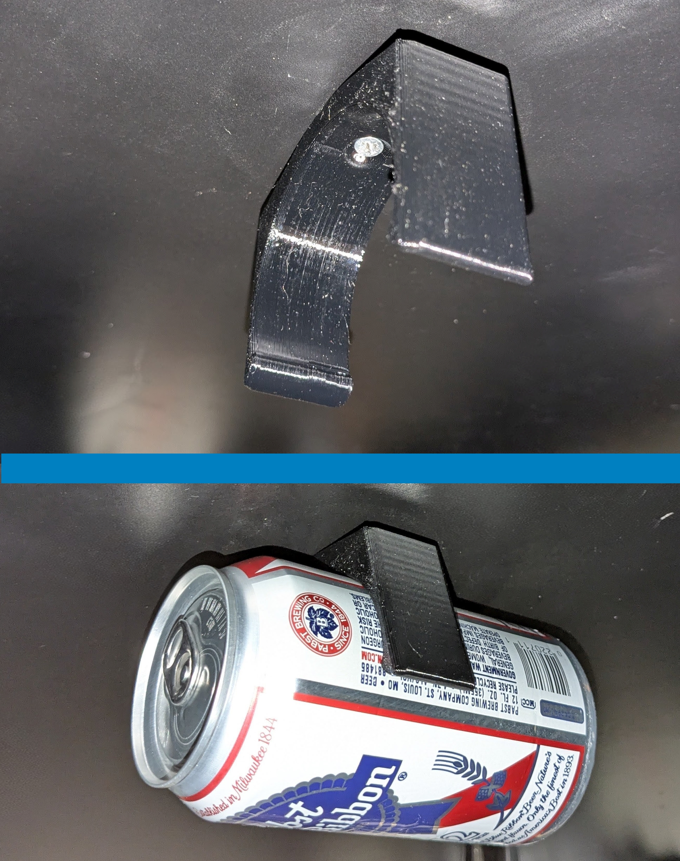12 ounce soda can stealth under desk mount (Fromunda-desk Can holder and handle)