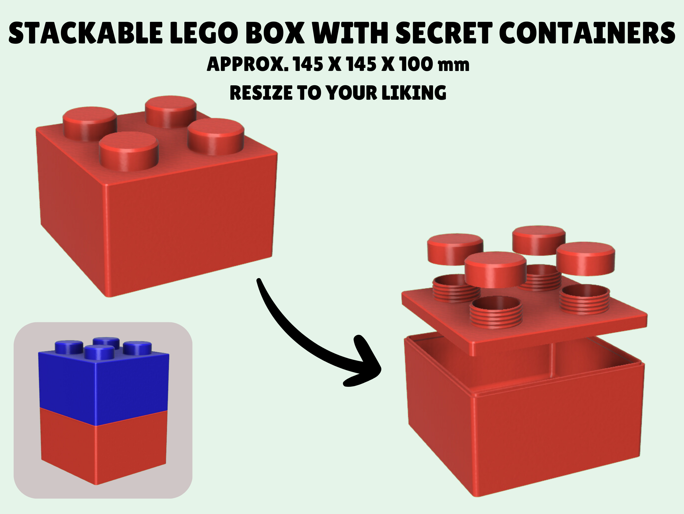 Brick 2x2 Box with secret stash containers - Stackable by CDoucet ...