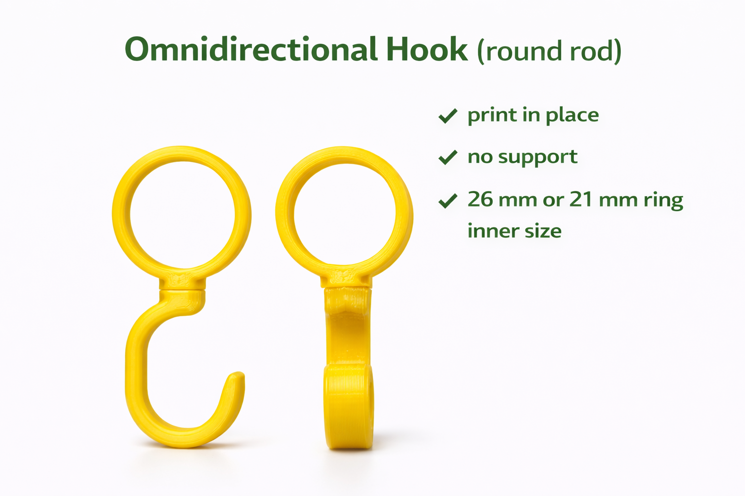 Omnidirectional wardrobe hook - circular rod