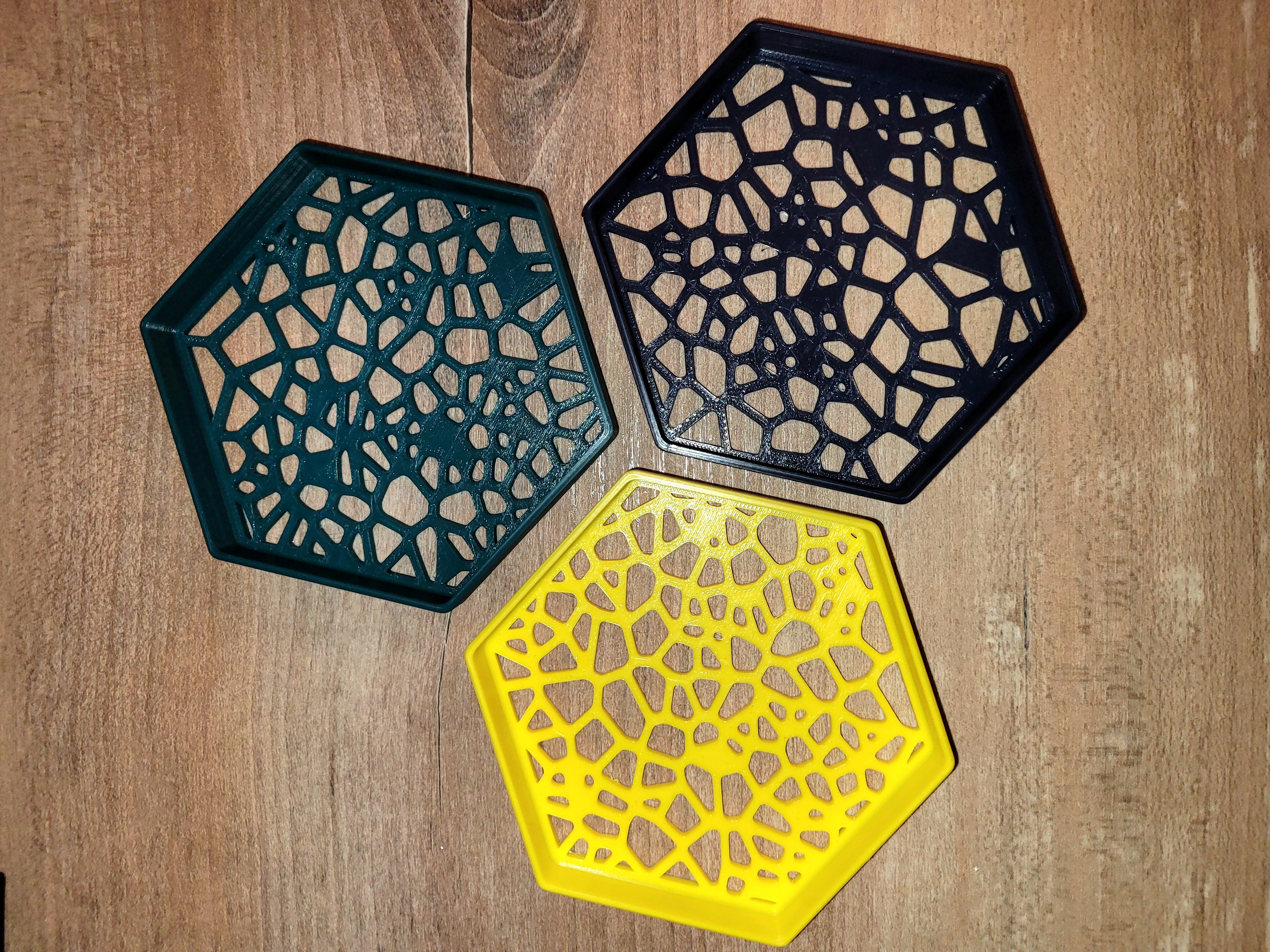 Stackable Voronoi hexagonal Tray, 3 sizes with 3 patterns each