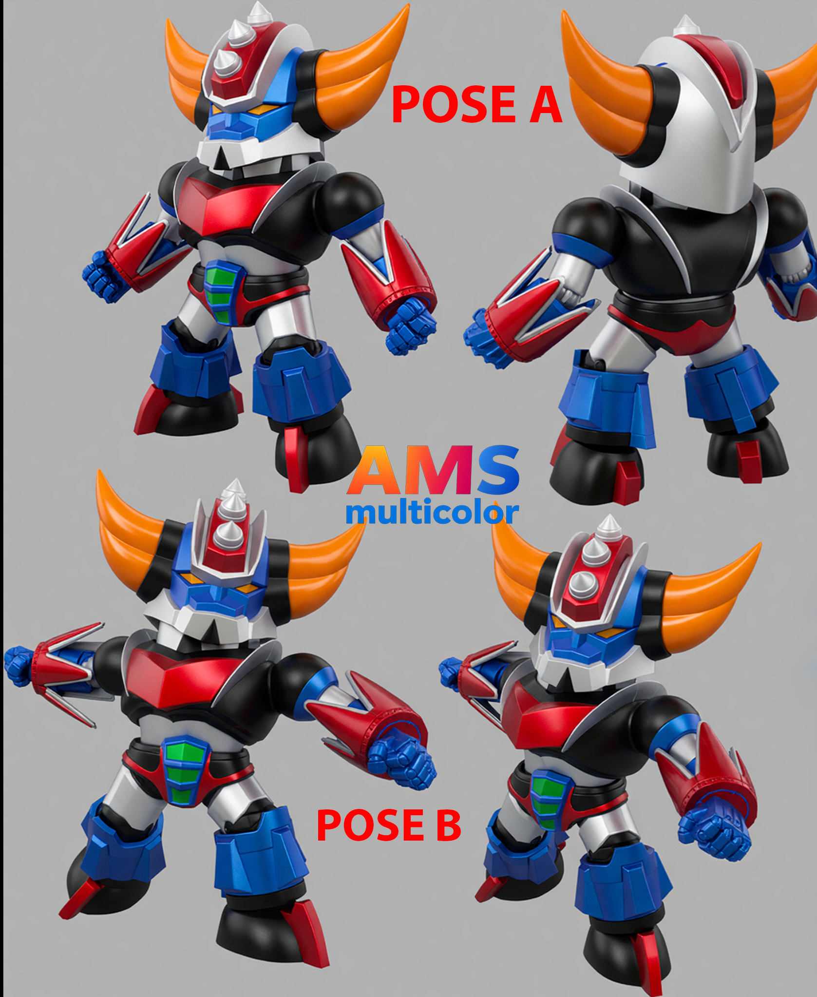 Chibi Goldorak -2 Poses -STL + 3MF multicolor