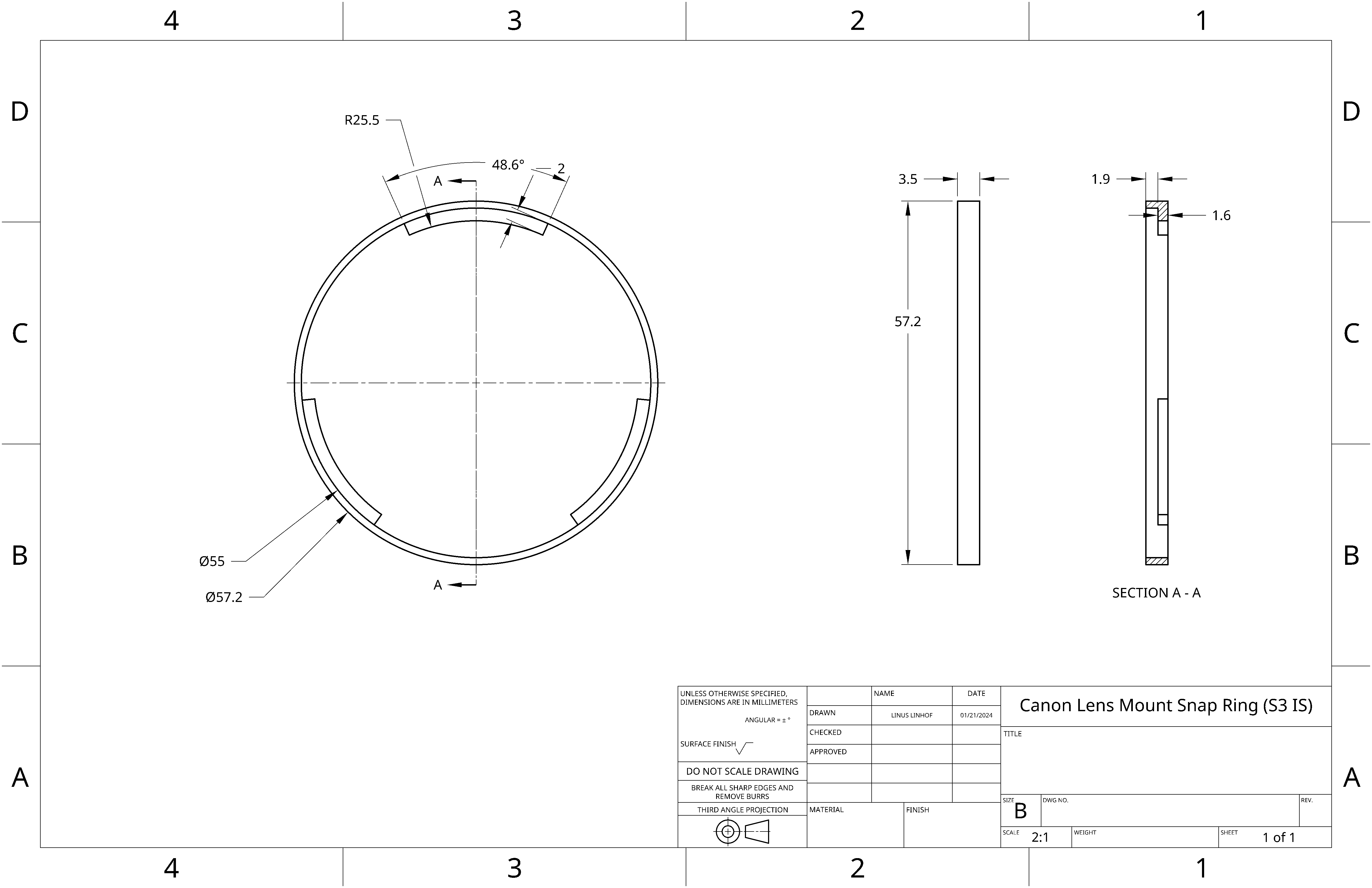 Canon Lens Mount Snap Ring (S3 IS) by LinusDuesentrieb Download free