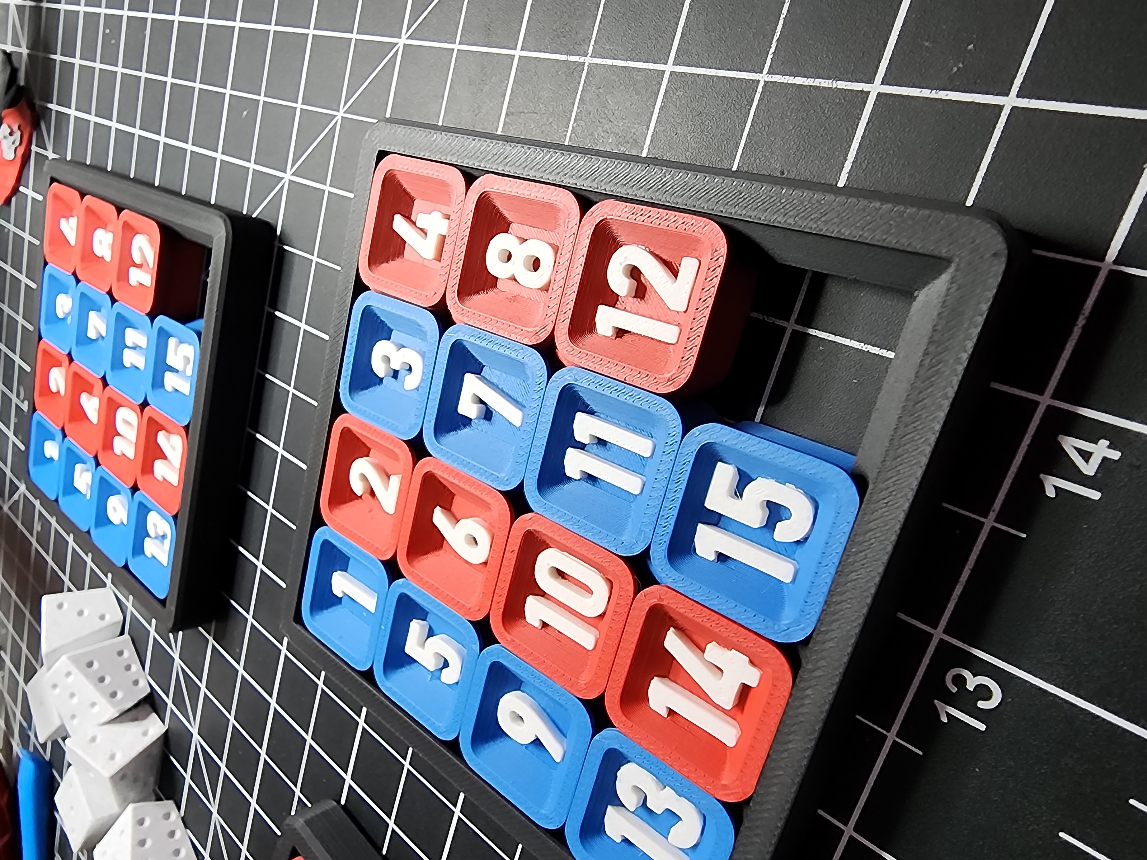 Print in Place Sliding 15 Number Puzzle - Multi-Color Print