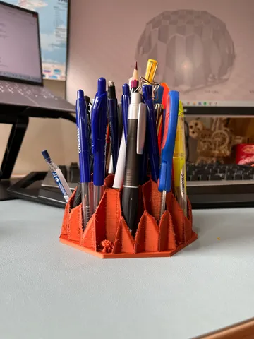 Pen holder with decorations