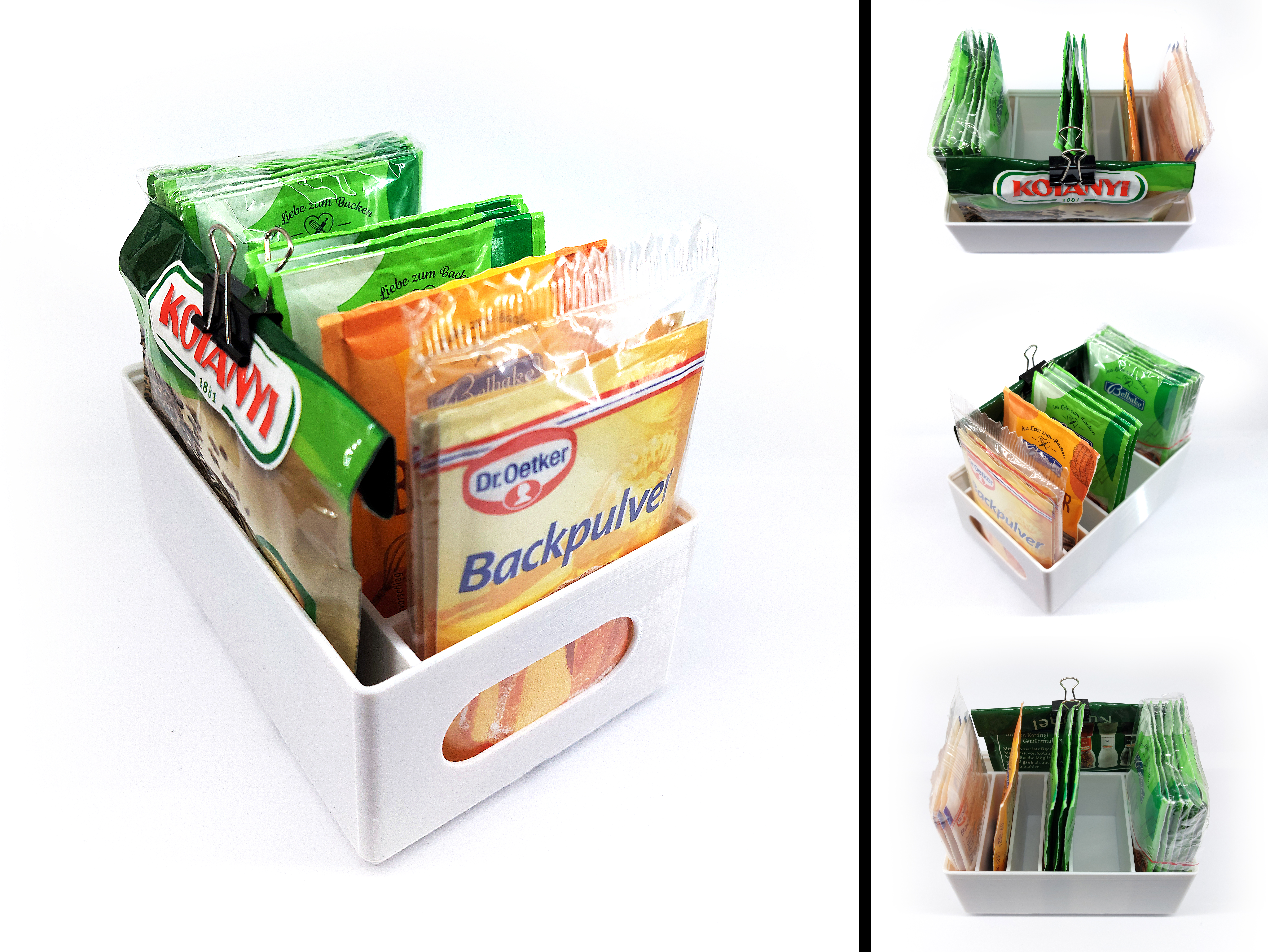 [gridfinity] Kitchen Packet/Baking Powder/Kitchen Powder Organizer (65mm up to 78mm wide powder packs)