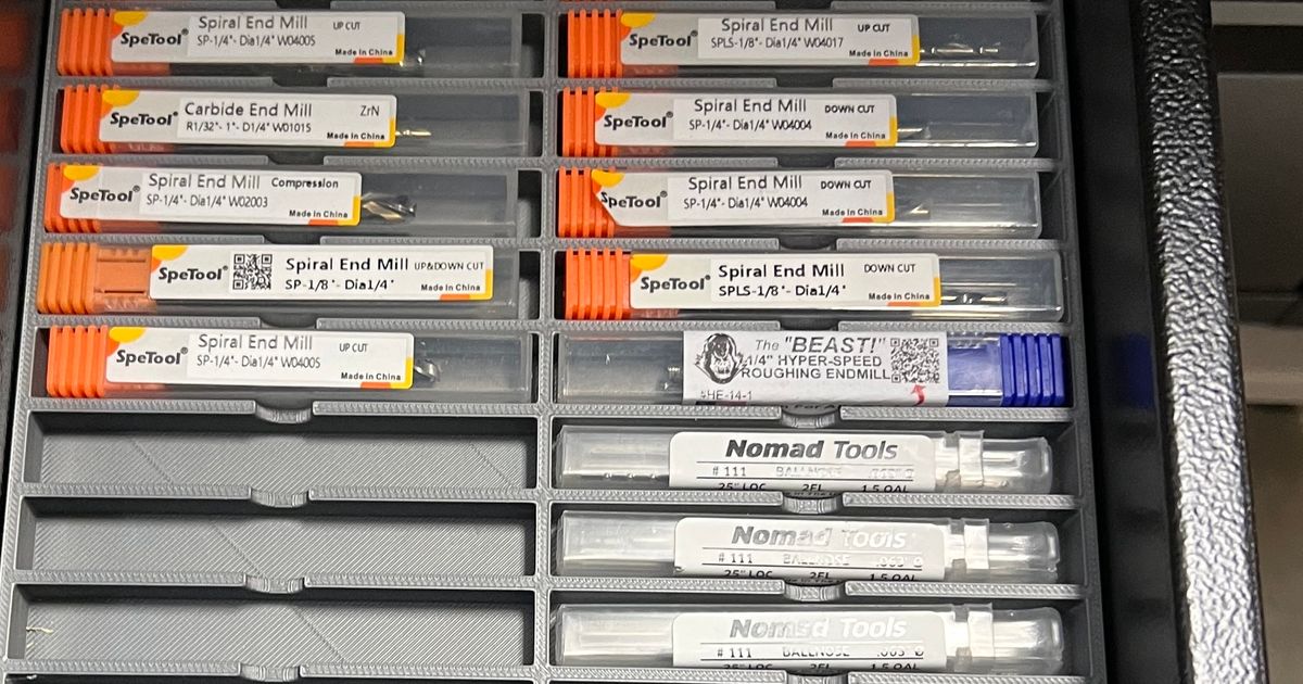 CNC End mill Storage Trays by dantindall Download free STL model