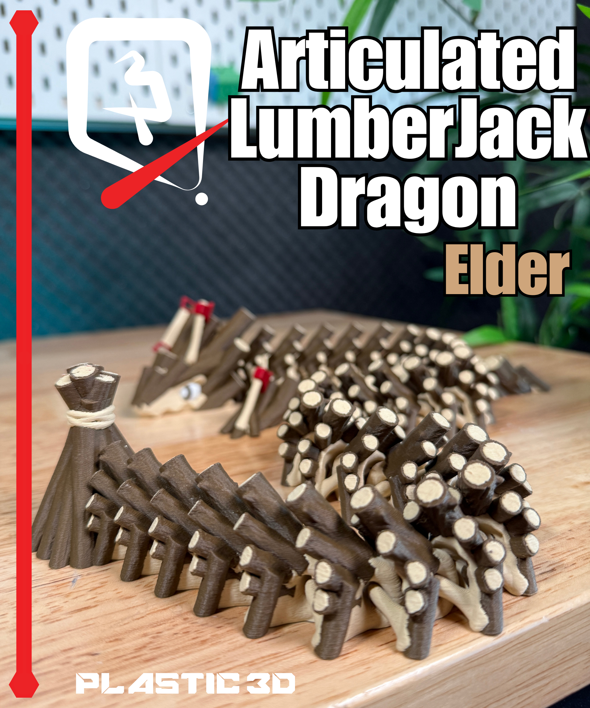 Lumberjack Elder Dragon- Plastic 3D Articulated Dragon 11