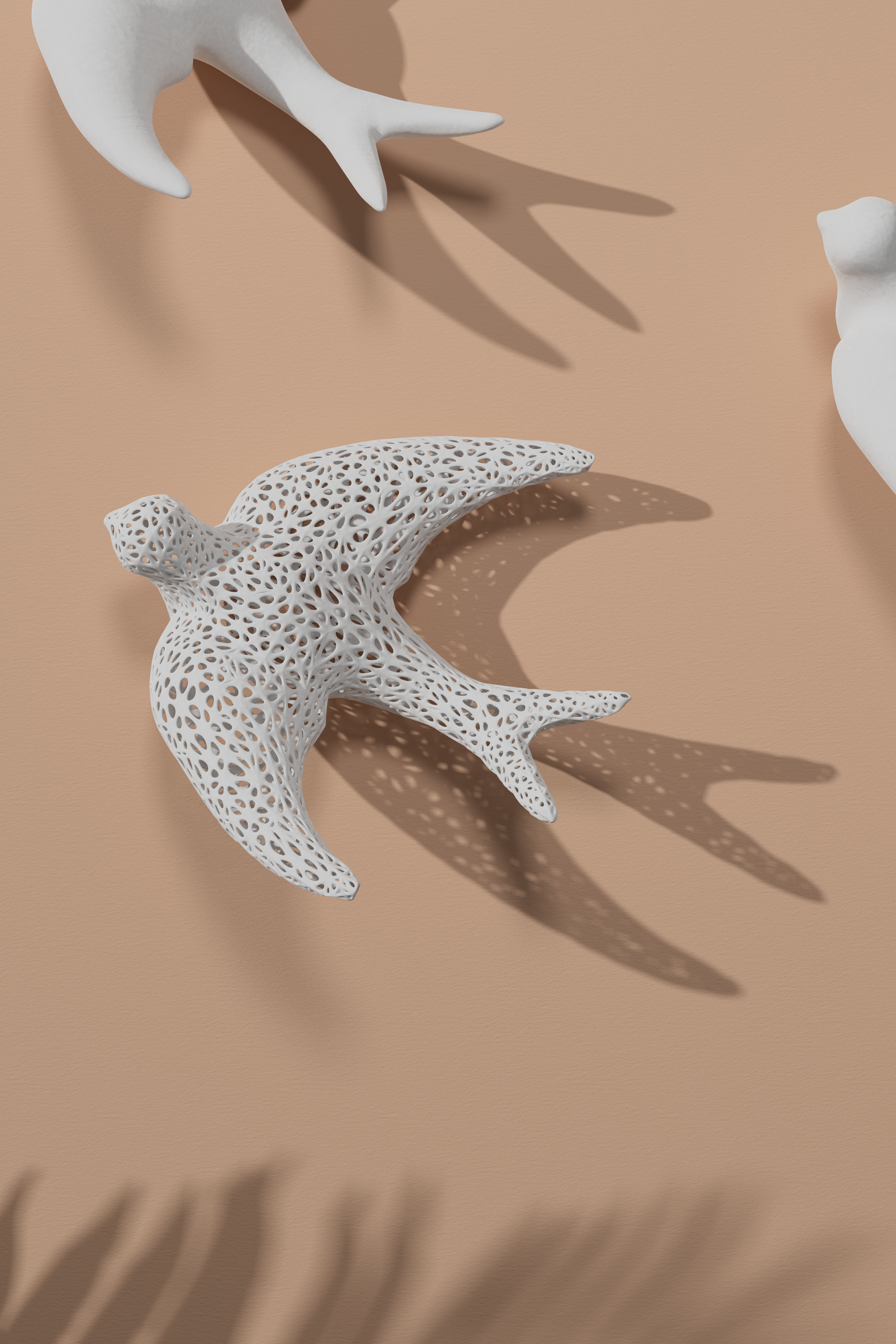 Wall swallows decoration (Voronoï & porcelain like)