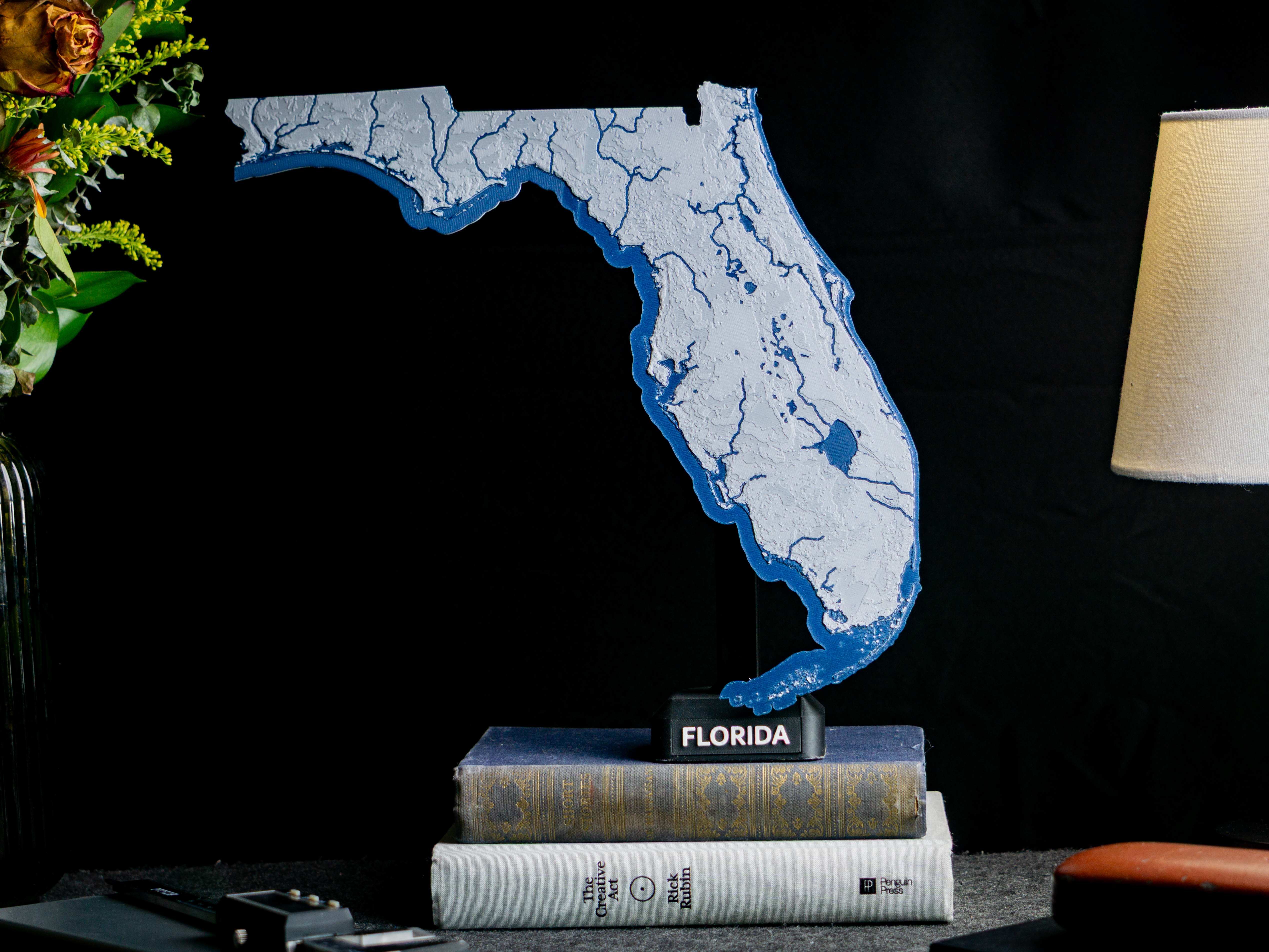 Florida, USA (FL) Topographic Map with Hydrographic Features