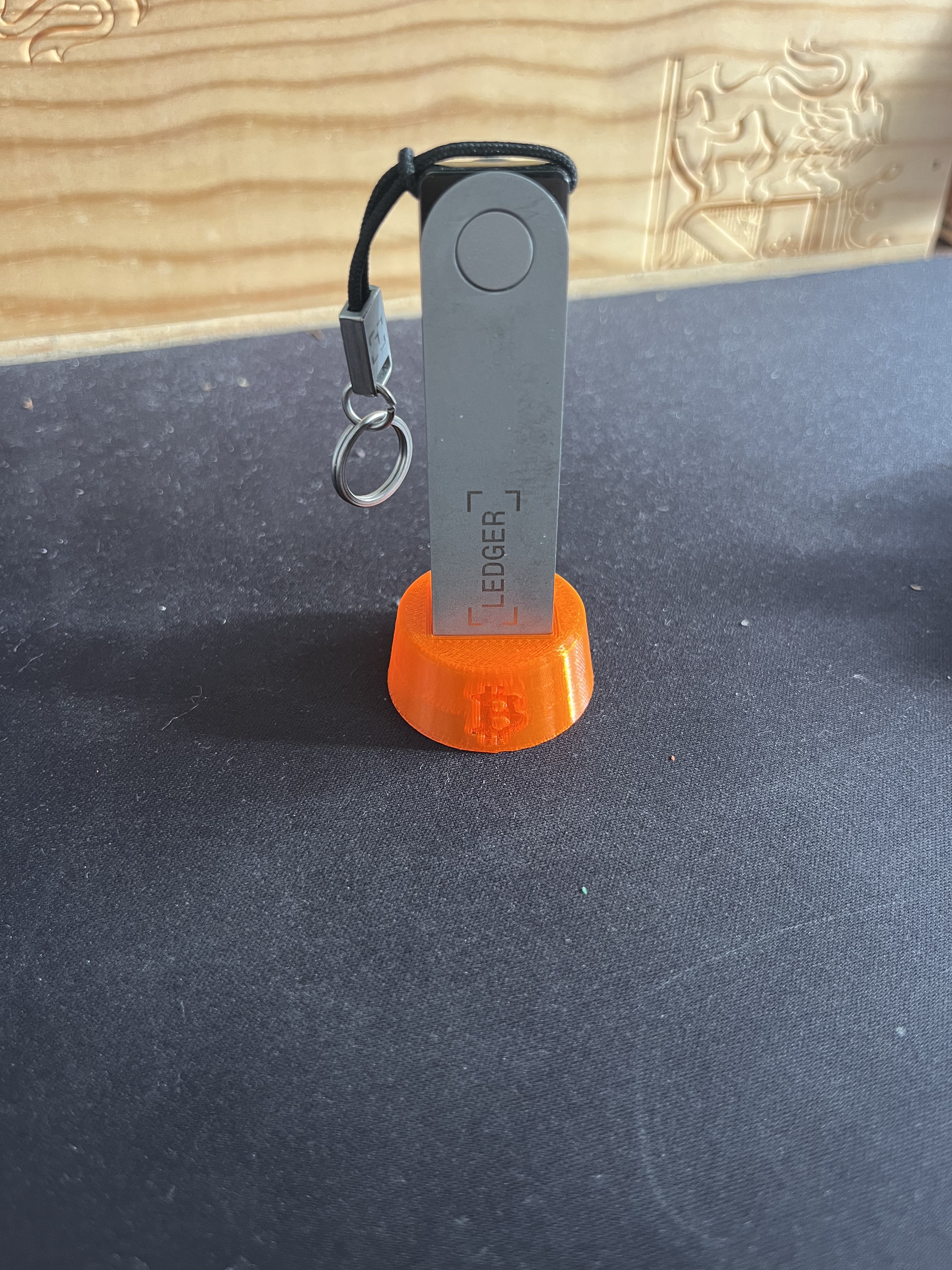 Ledger Nano Xvertical holder v2 with bitcoin logo