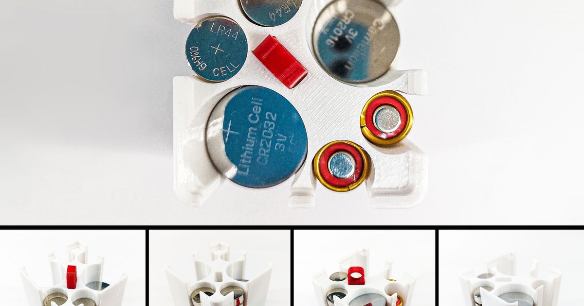 [gridfinity] Coin Cell Battery Box EASY REMOVAL/ADDING with finger or