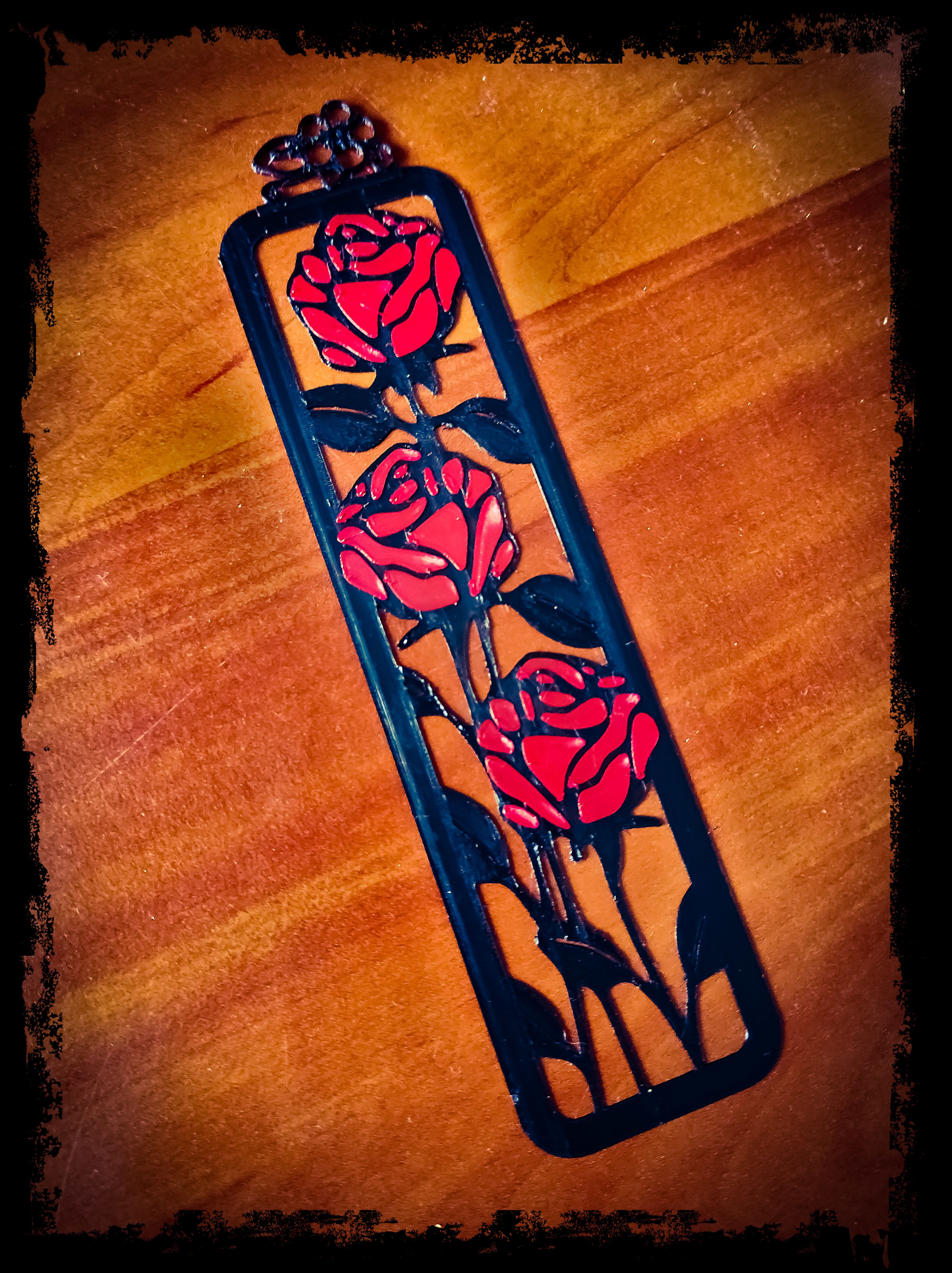 Dual Color Bookmark with Voronoi Roses