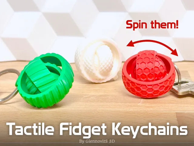 Tactile Fidget Keychain (spinning fun rings toy)