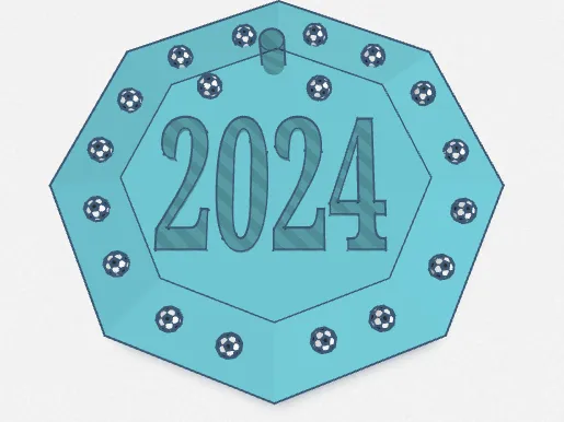 Year sign 2024 to hang up Football edition.