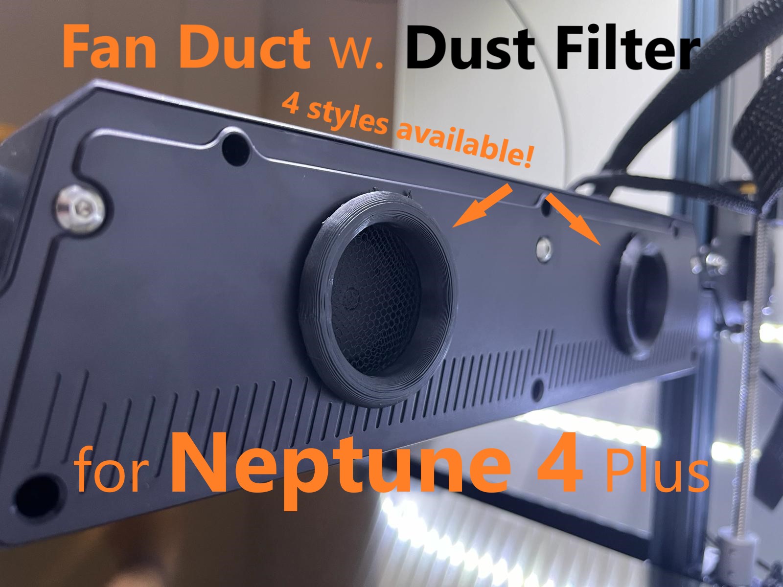 (4 styles) fan duct with dust filter for the Elegoo Neptune 4 Plus
