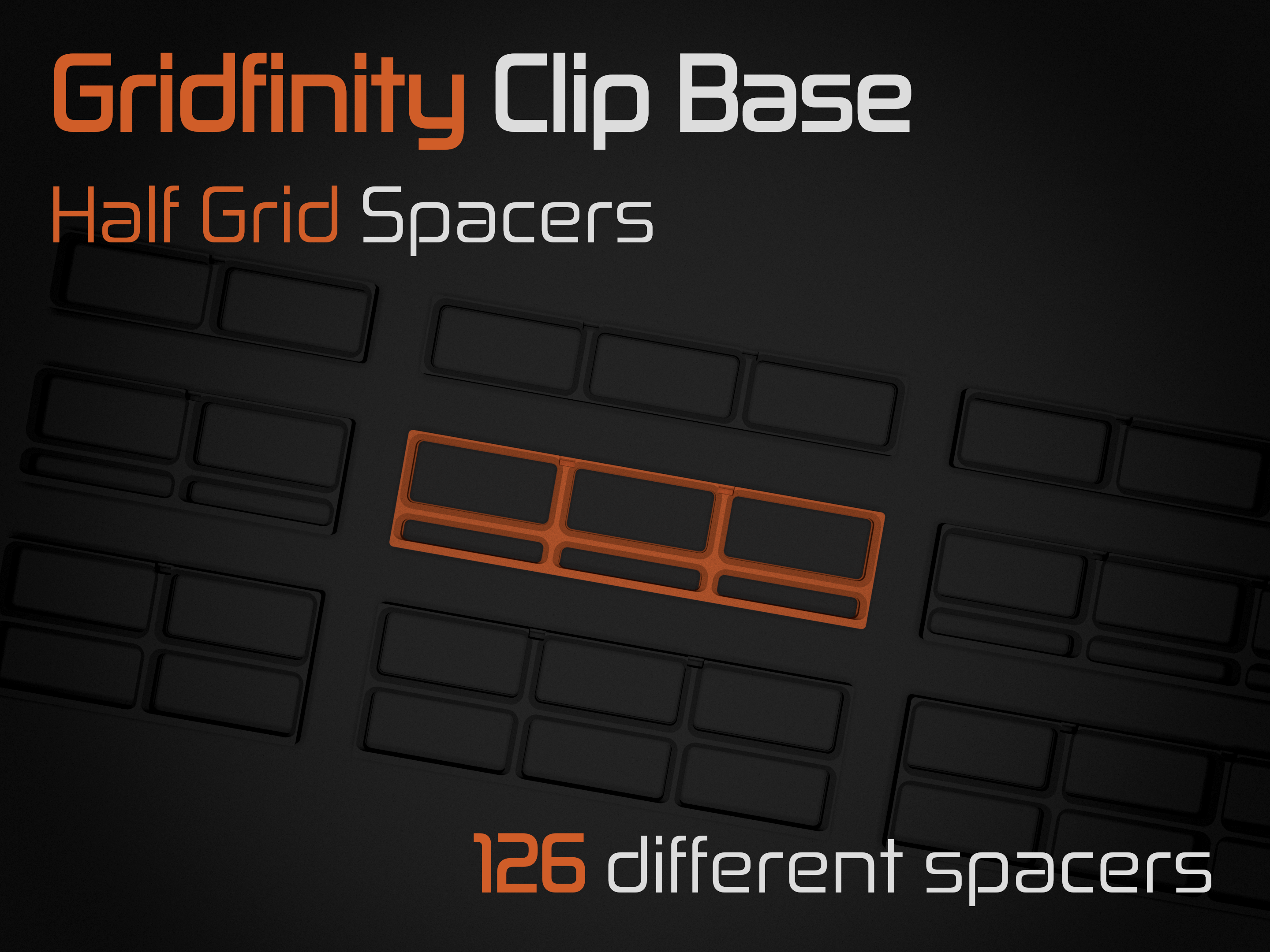 Gridfinity Clip Base - Half Grid Spacers 3D model thumbnail