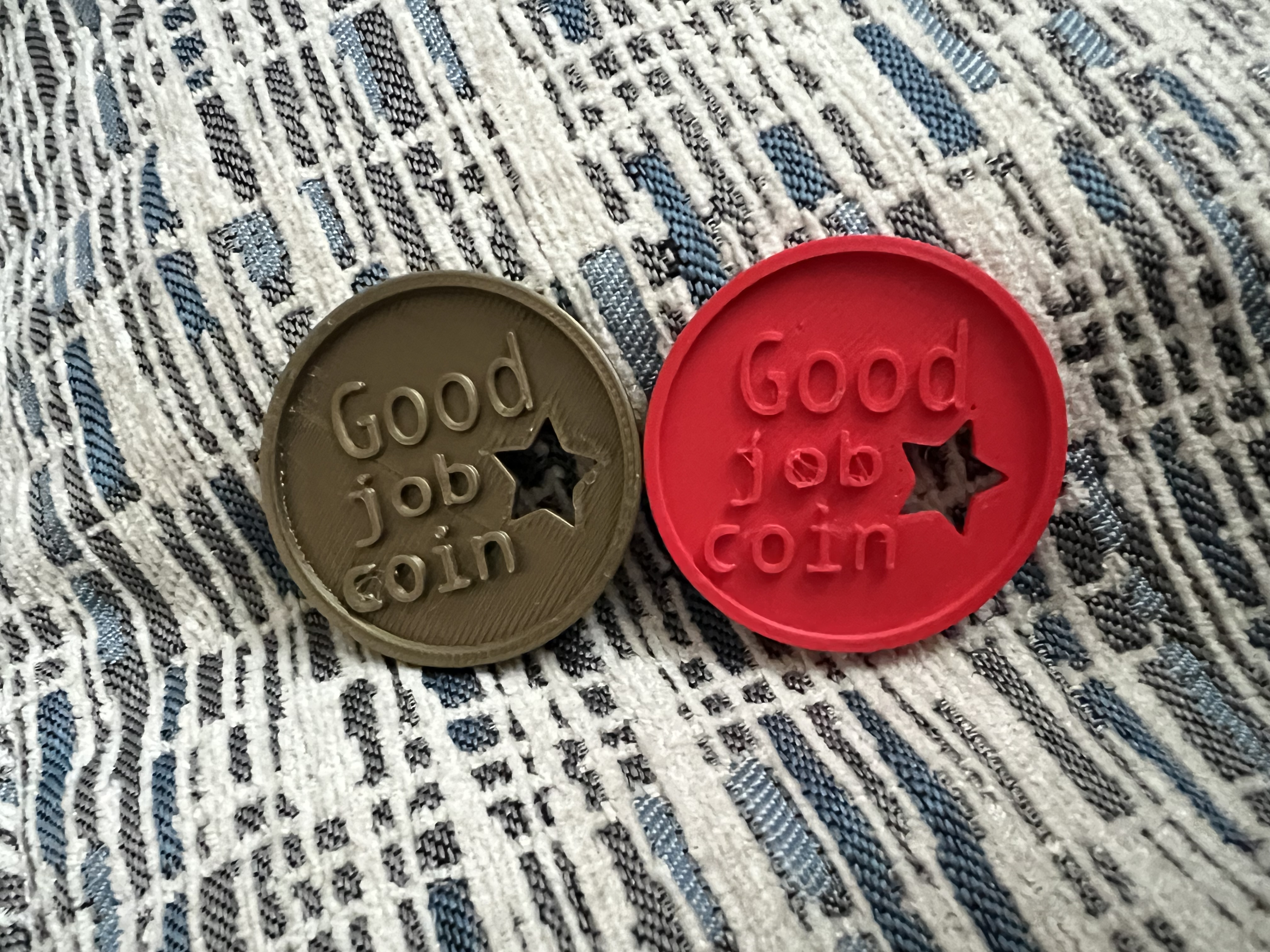 Good job coin with solid words for school classroom or home good deeds